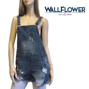 Wallflower Overall Shorts Factory Destroyed Distressed Dungaree Denim Romper